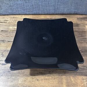 Vintage Unique Black Glass Glossy Cake Stand